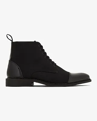 Patent Leather Cap Toe Lace Up Boot