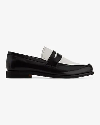 Genuine Leather Two Tone Loafers Black Men's 9