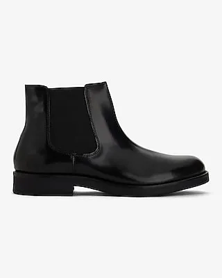 Black Genuine Leather Chunky Chelsea Boot