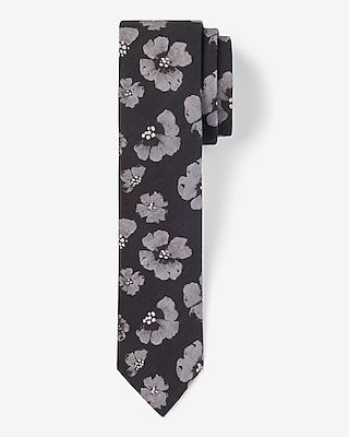 Black Floral Print Tie Black Men's REG
