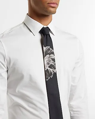 Black Flower Printed Tie