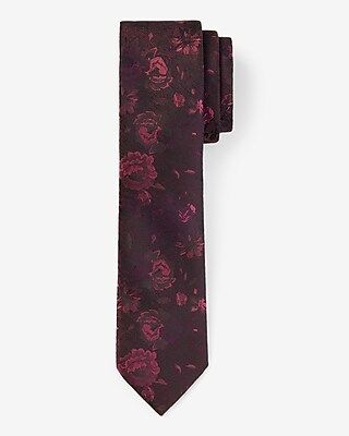 Burgundy Floral Print Tie Men's Red