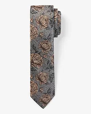 Charcoal Peony Print Tie Men's Gray