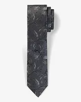 Dark Gray Floral Print Tie Gray Men's REG