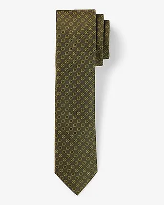 Olive Geo Print Tie Green Men's REG