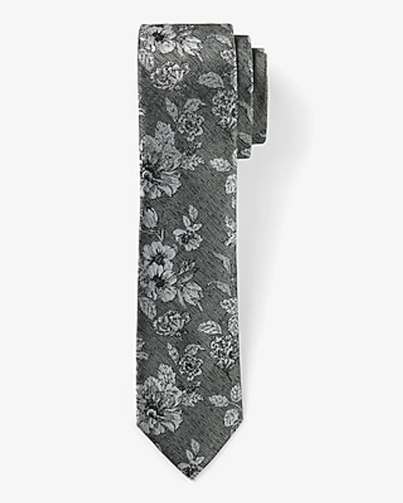 Gray Floral Jacquard Tie Gray Men's REG