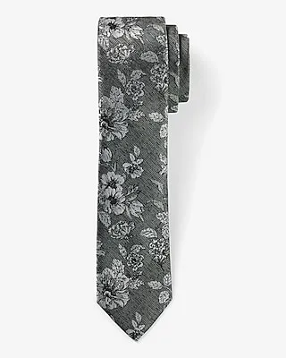 Gray Floral Jacquard Tie