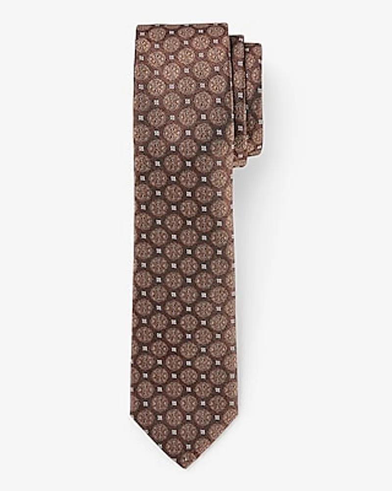 Brown Geo Print Tie Brown Men's REG