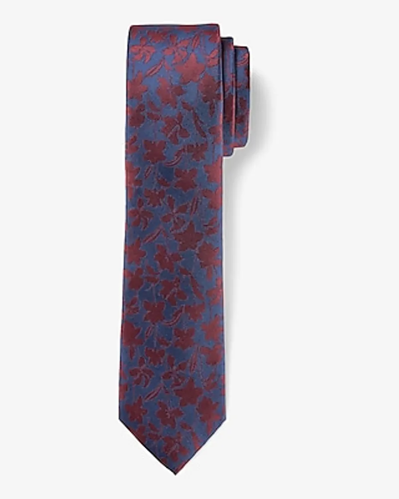 Navy & Burgundy Floral Tie Blue Men's REG