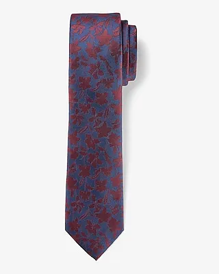 Navy & Burgundy Floral Tie