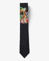 Black Parrot Print Tie Black Men's REG