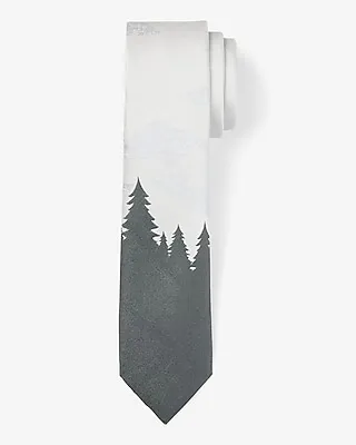 Gray Tree Scene Tie Gray Men's REG