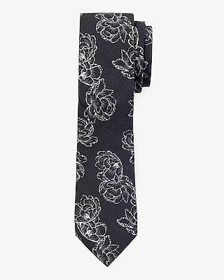 Black Floral Print Tie Men's Black