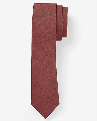 Burgundy Textured Linen Tie Purple Men's REG