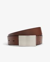 Genuine Leather Plaque Belt Brown Men's