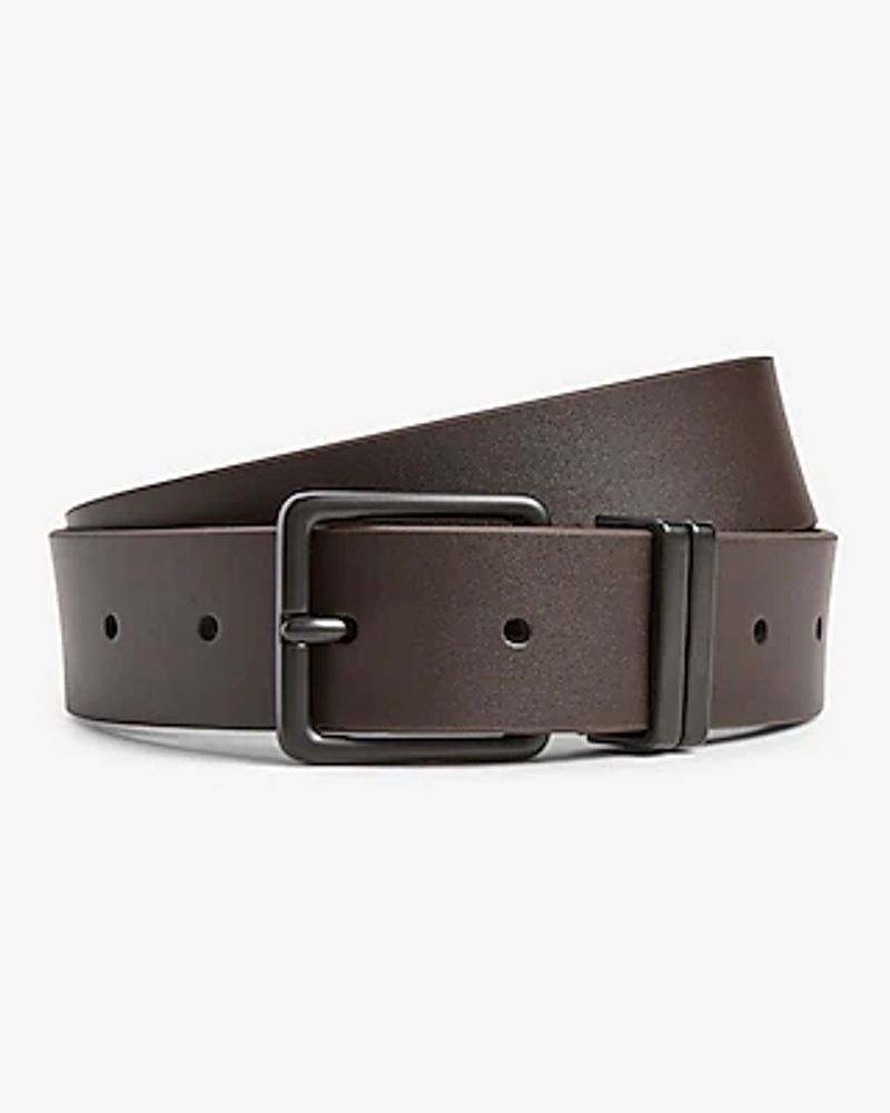 Faux Leather Brown Prong Buckle Belt Brown Men's