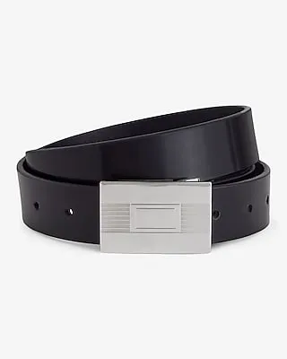 Genuine Leather Plaque Belt Black Men's 34/36