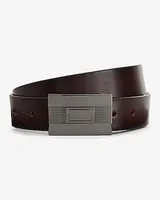 Genuine Leather Plaque Belt Brown Men's 34/36