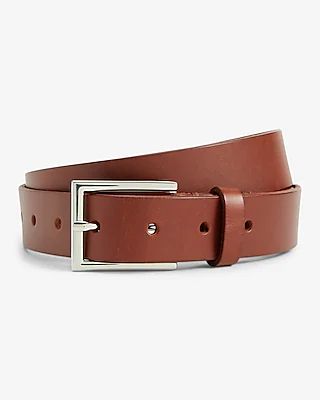 Leather Classic Prong Buckle Belt Brown Men's