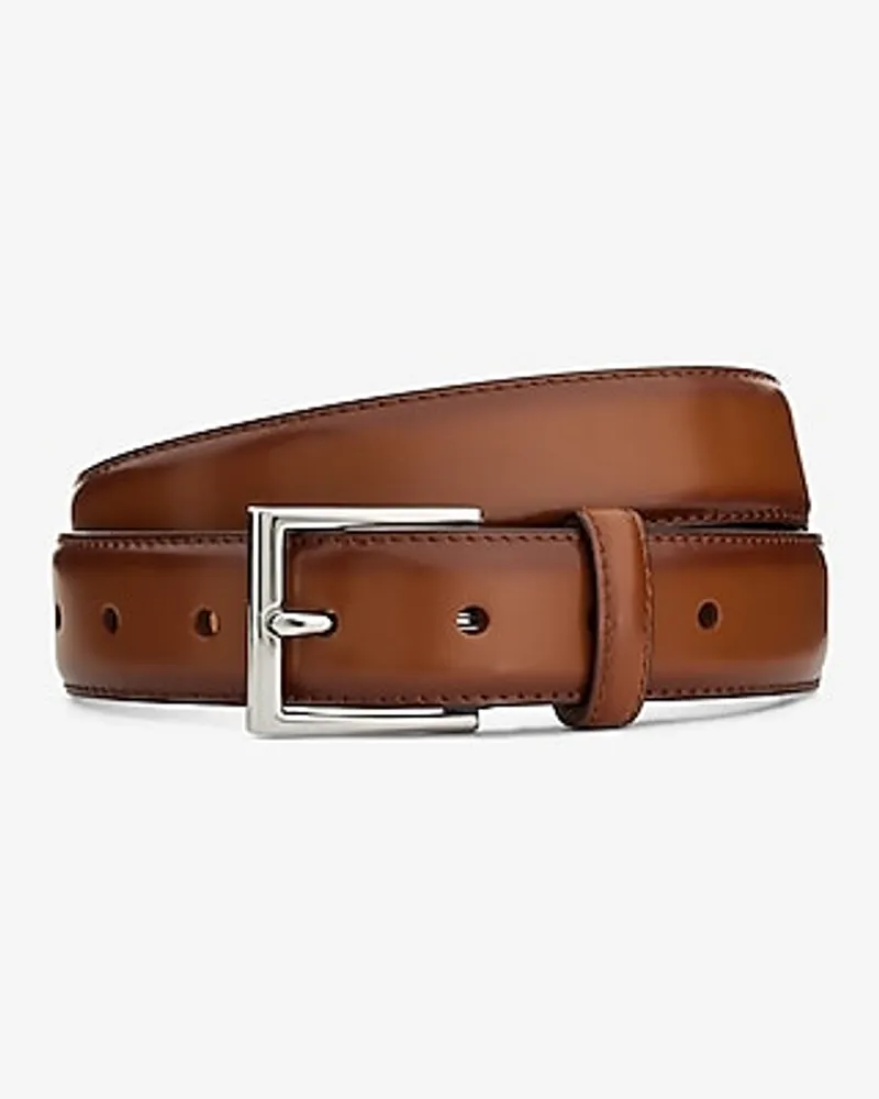 Brown Genuine Leather Prong Buckle Belt