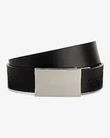 Black & Cognac Genuine Leather Reversible Plaque Belt