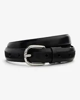 Black Genuine Leather Slim Buckle Belt Black Men's 42/44