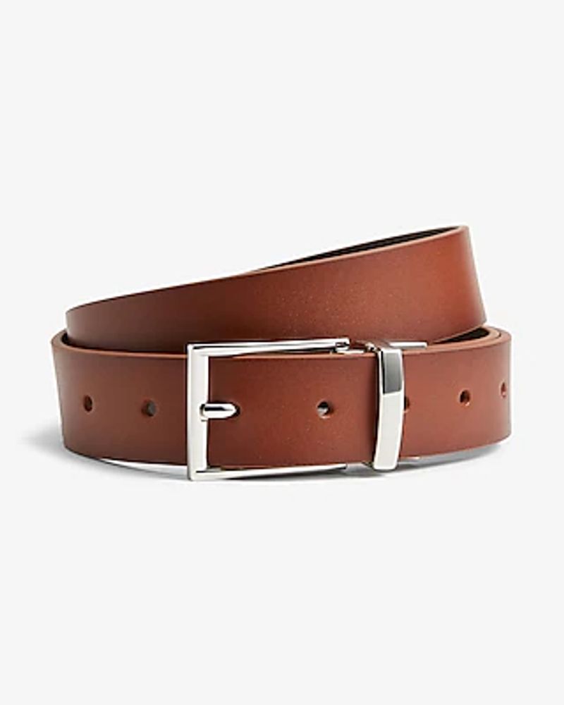 Leather Reversible Prong Buckle Belt