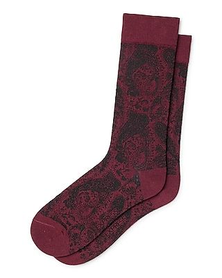 Paisley Print Dress Socks Men's Red