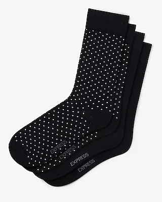 2 Pack Black & Dot Print Dress Socks Men's Black