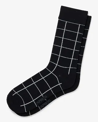 Black Windowpane Dress Socks