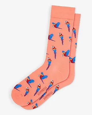 Parrot Print Dress Socks Men's Pink
