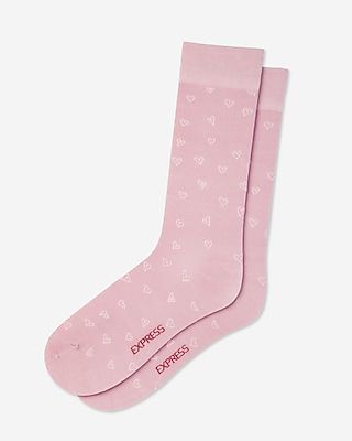 Pink Heart Print Dress Socks Men's Pink