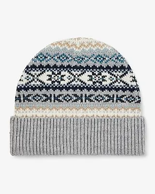 Gray Fair Isle Beanie Men's Gray