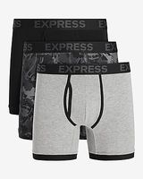 5 1/2" Cotton-Blend Boxer Briefs 3 Pack Black Men's S