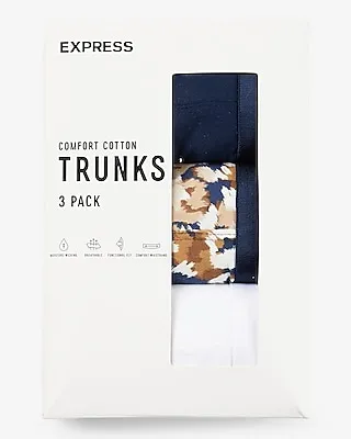 2 1/2" Cotton-Blend Trunks 3 Pack Multi-Color Men's M