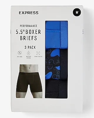 5 1/2" Moisture-Wicking Performance Boxer Briefs 3 Pack Multi-Color Men's S