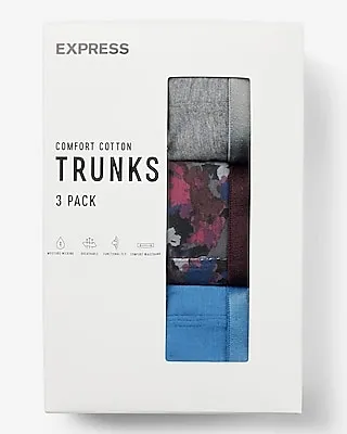 2 1/2" Cotton-Blend Trunks 3 Pack Blue Men's