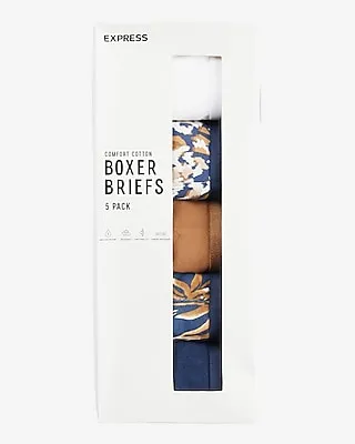 5 1/2" Cotton-Blend Boxer Briefs 5 Pack Multi-Color Men's XS