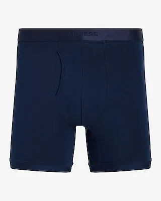 5 1/2" Cotton-Blend Boxer Briefs Blue Men's XL