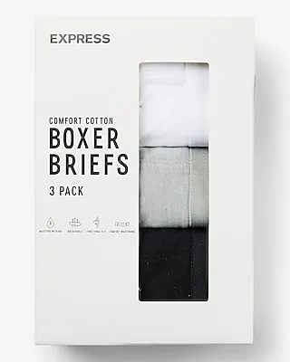 5 1/2" Cotton-Blend Boxer Briefs 3 Pack Multi-Color Men's L
