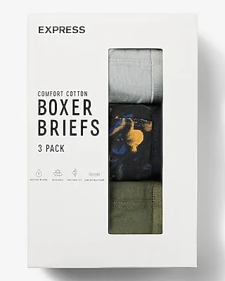 5 1/2" Cotton-Blend Boxer Briefs 3 Pack Multi-Color Men's S