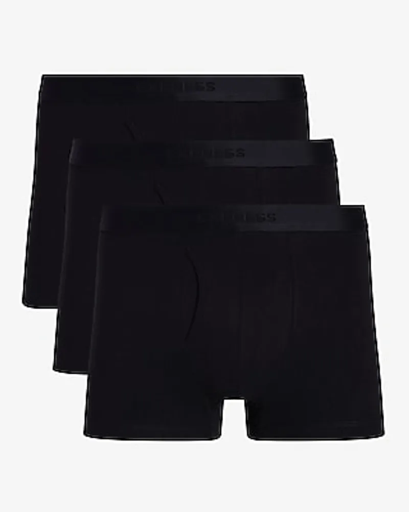 2 1/2" Cotton-Blend Trunks 3 Pack Black Men's XL