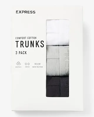 2 1/2" Cotton-Blend Trunks 3 Pack Gray Men's L