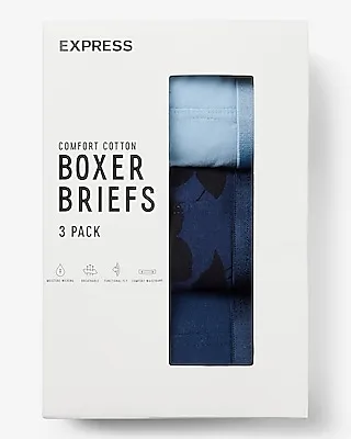 5 1/2" Cotton-Blend Boxer Briefs 3 Pack Multi-Color Men's XS