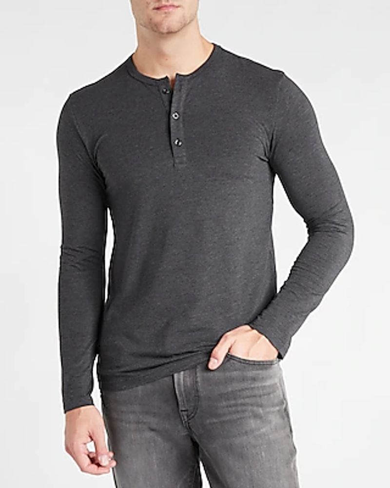 Slim Supersoft Long Sleeve Henley T-Shirt Gray Men's XS