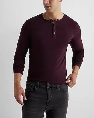 Supersoft Long Sleeve Henley T-Shirt Purple Men's M