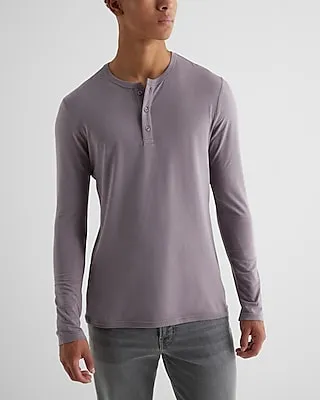 Supersoft Long Sleeve Henley T-Shirt Purple Men's XS