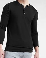 Slim Supersoft Long Sleeve Henley T-Shirt Black Men's