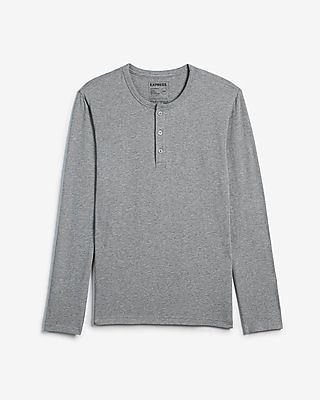 Slim Supersoft Long Sleeve Henley T-Shirt Gray Men's