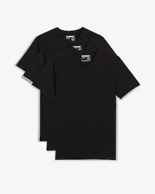 3 Pack Slim Stretch V-Neck Neck T-Shirts Black Men's M